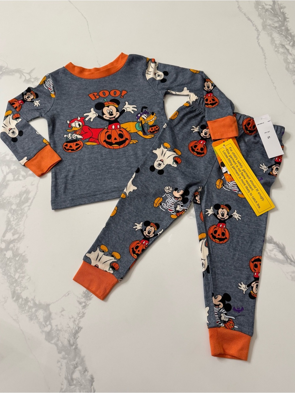 Disney Baby/Toddler Halloween Mickey Mouse Pajama Set Small, Snug Fit